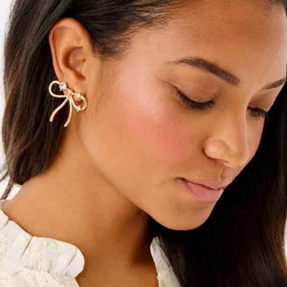 Lilly Pulitzer Rhinestone Bow Earrings - NEW w/tags - Picture 2 of 5